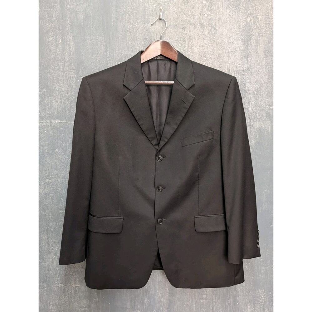 Jones New York Black Blazer Jacket Size 42 Wool Single Breasted Three Button